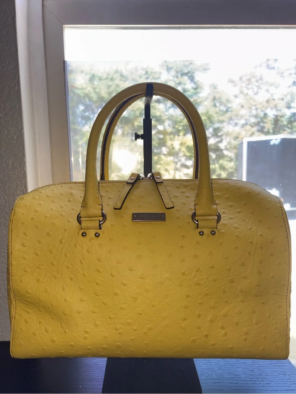 Kate Spade New York Yellow Ostrich Embossed Leather Satchel